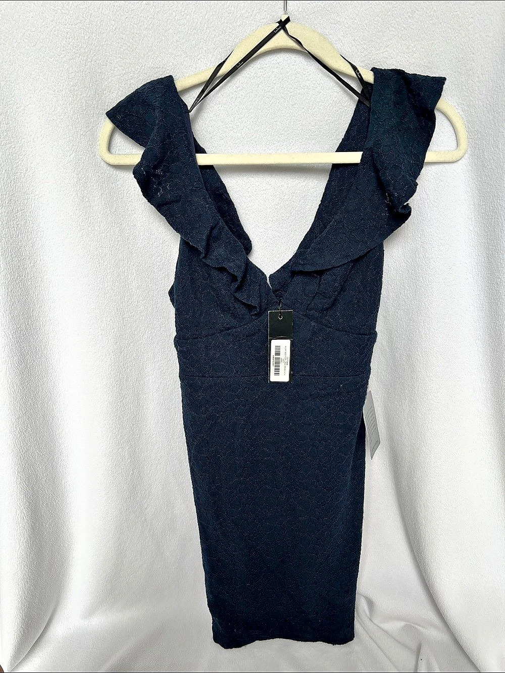 Lulus Romantic Fate Navy Blue Lace Bodycon Mini Dress XS NWT